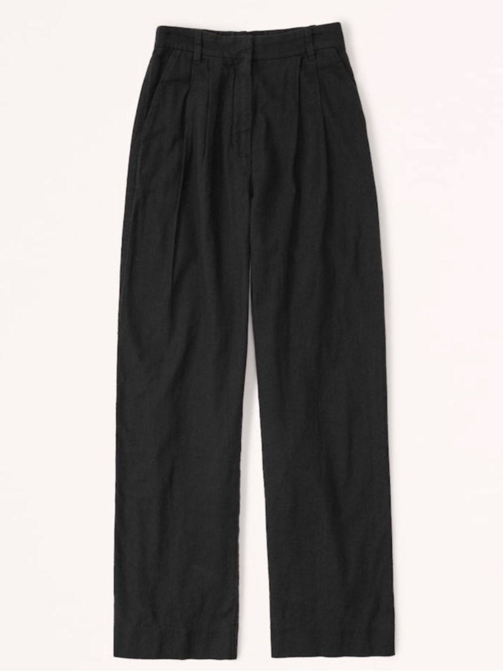 Abercrombie & Fitch Linen-Blend Tailored Wide Leg Pant in Black - Picture 5 of 9
